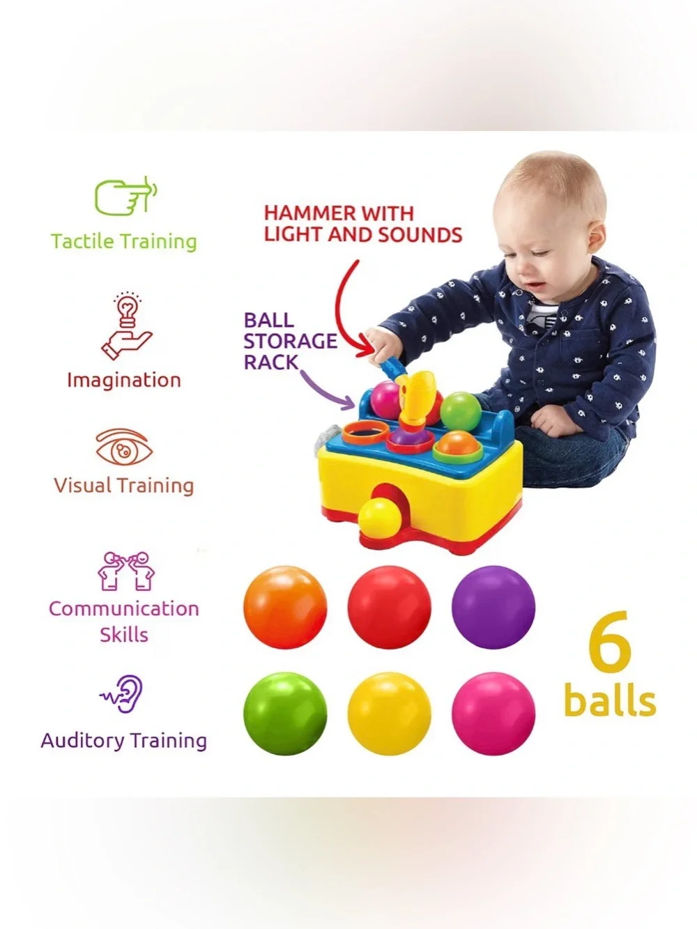 Ball Popper Game with Musical Light up Hammer!!